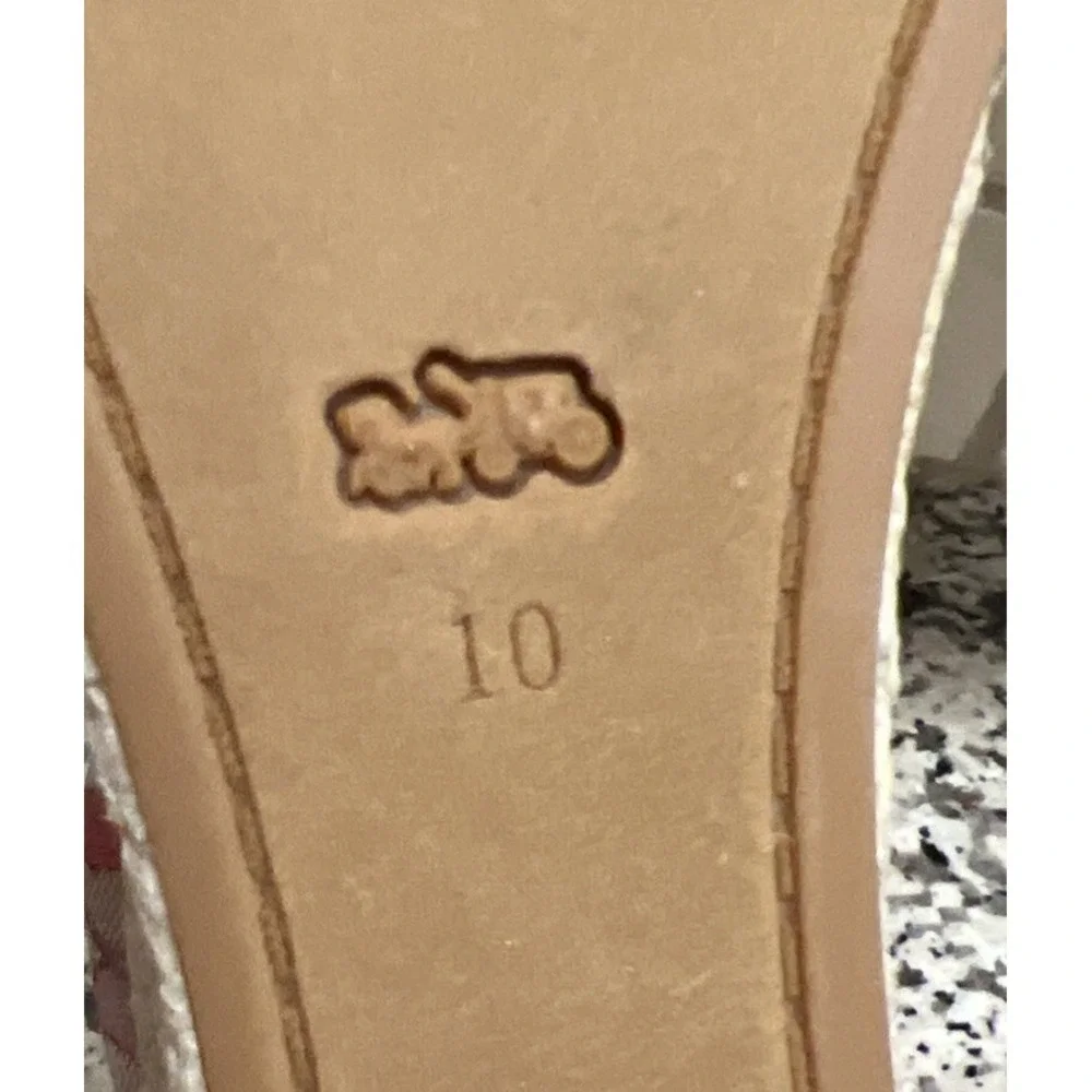 NEW Coach Raine Espadrille Signature Jacquard Pink Wedge Heel Strap Size 10